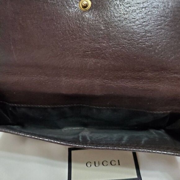 Gucci GG Logo Brown Canvas Continental Bifold Wallet with Black Trim. 2085660415 - Picture 6 of 8